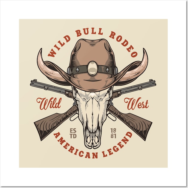 wild west american skull Wall Art by Supertrooper